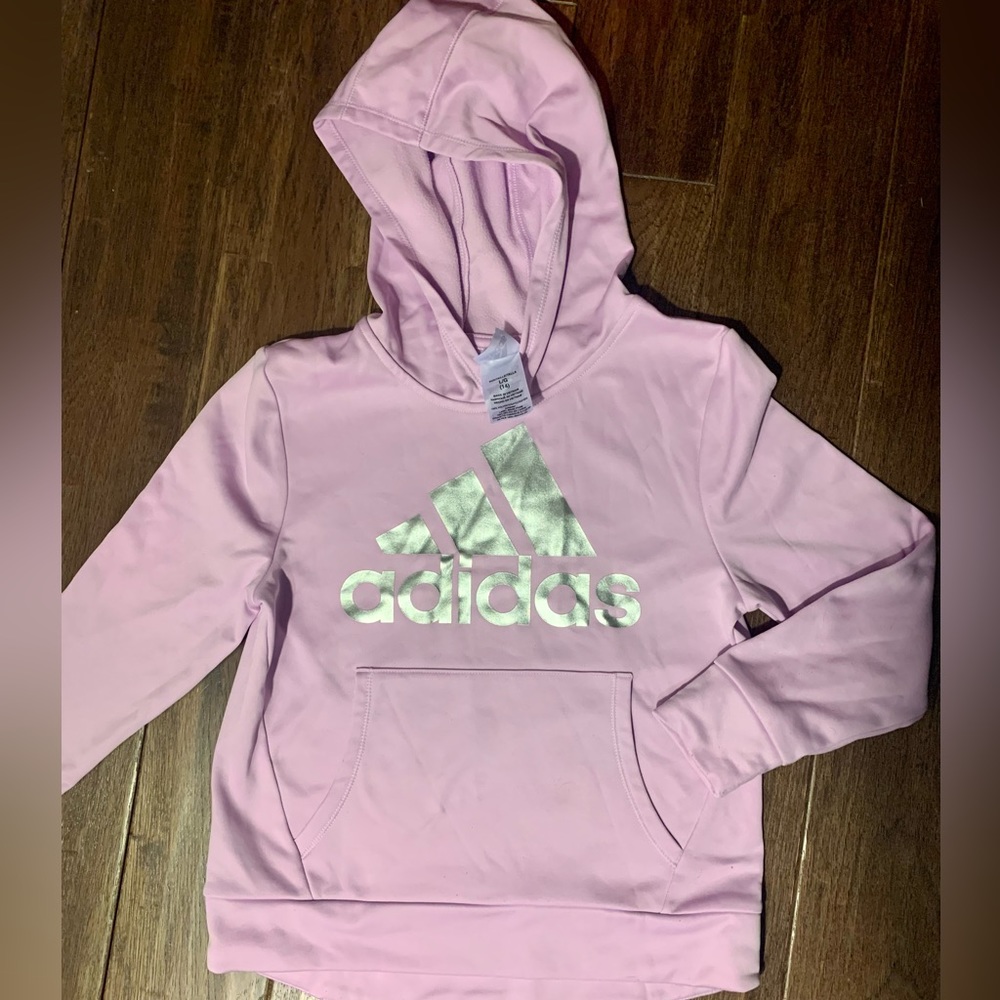 Adidas girls hoodie size 14 in pinkish -lavender color